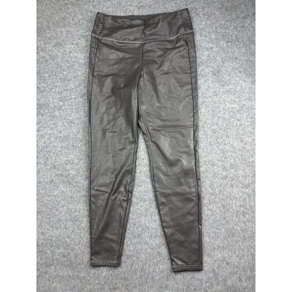 Athleta Leggings Womens Large Tall Brown Faux Leather High Rise Coated Ankle